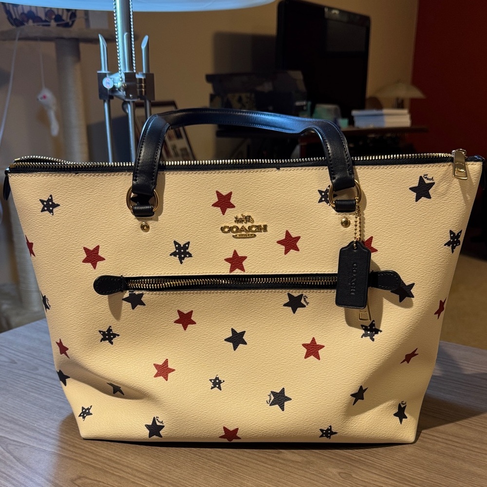 Coach Cream Tote with Star Pattern